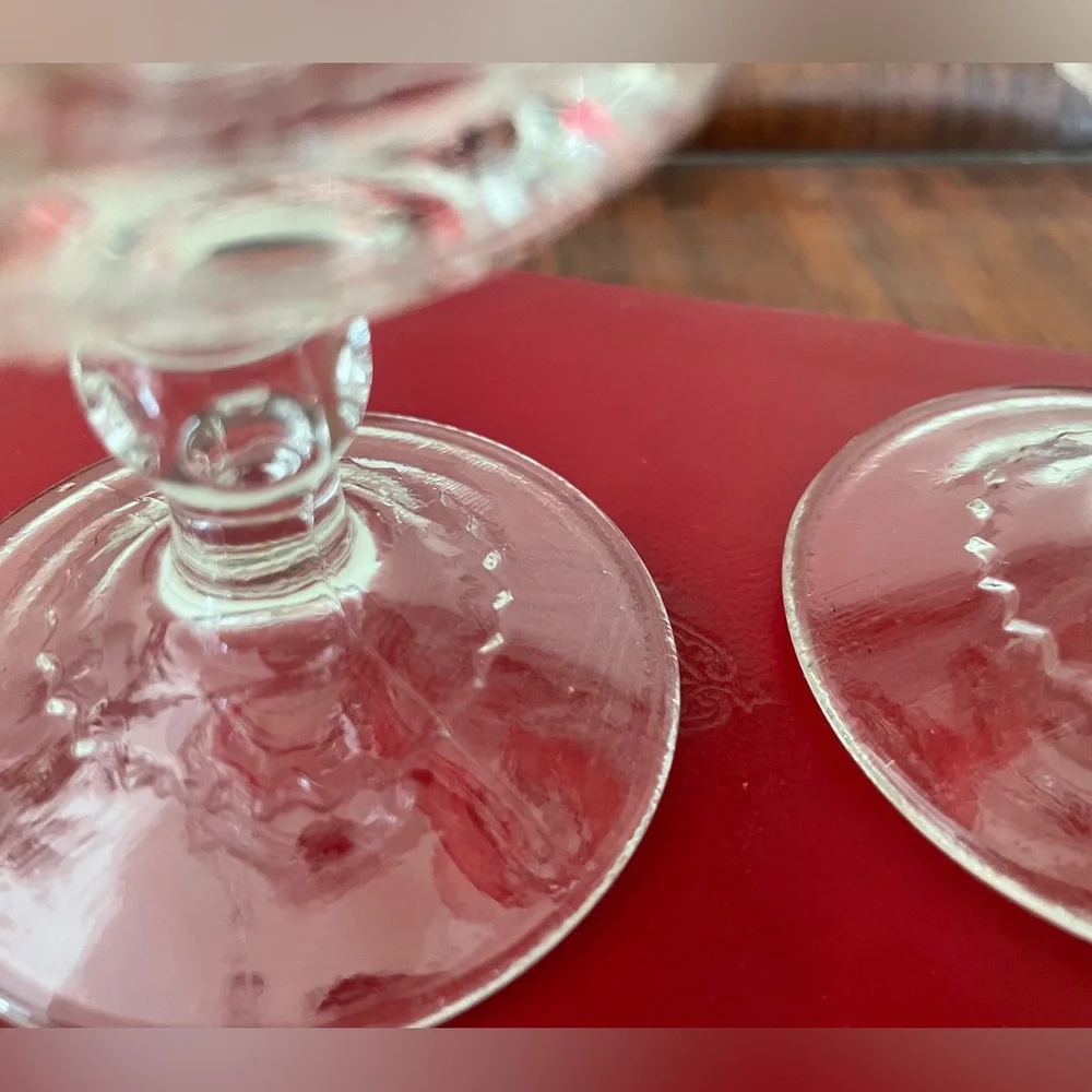 Pair of Vintage Ruby Flashed‎ Thumbprint Cocktail Goblets
